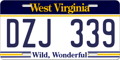 WV license plate DZJ339