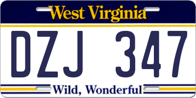 WV license plate DZJ347