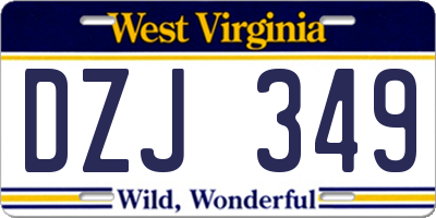 WV license plate DZJ349