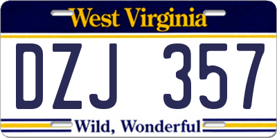 WV license plate DZJ357