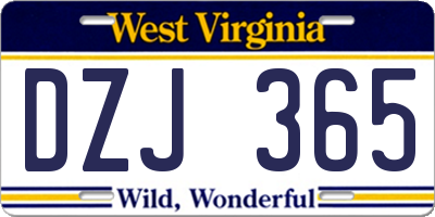 WV license plate DZJ365