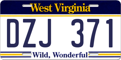 WV license plate DZJ371