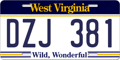 WV license plate DZJ381