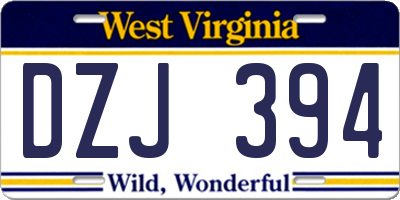 WV license plate DZJ394
