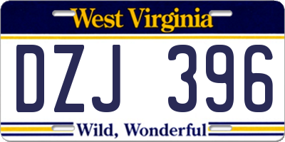 WV license plate DZJ396