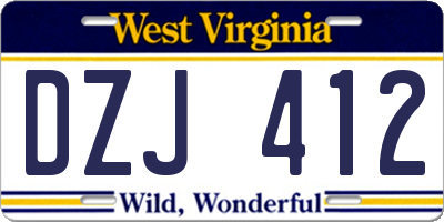 WV license plate DZJ412