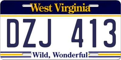 WV license plate DZJ413