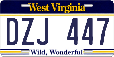 WV license plate DZJ447