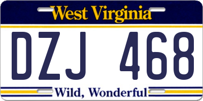 WV license plate DZJ468