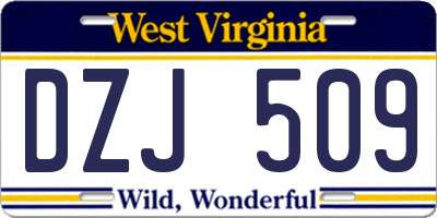 WV license plate DZJ509