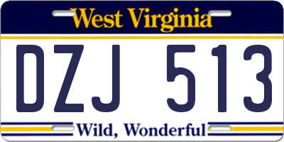 WV license plate DZJ513