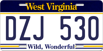 WV license plate DZJ530