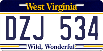 WV license plate DZJ534