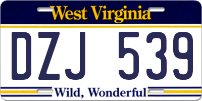 WV license plate DZJ539