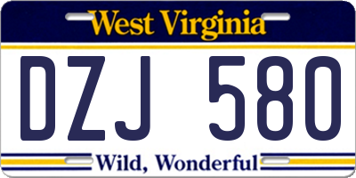 WV license plate DZJ580