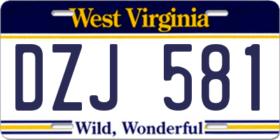 WV license plate DZJ581