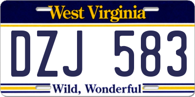 WV license plate DZJ583