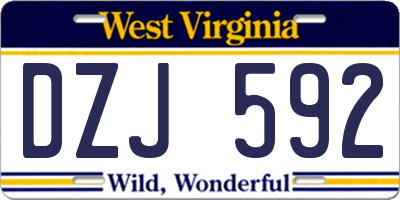 WV license plate DZJ592
