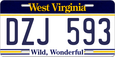 WV license plate DZJ593