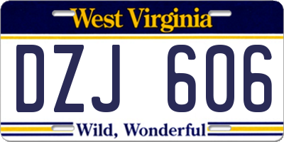 WV license plate DZJ606