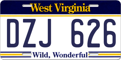 WV license plate DZJ626