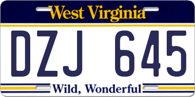 WV license plate DZJ645