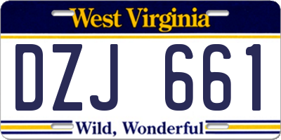 WV license plate DZJ661