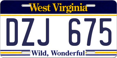 WV license plate DZJ675
