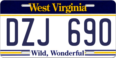 WV license plate DZJ690