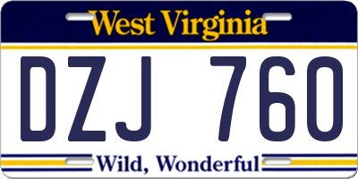 WV license plate DZJ760