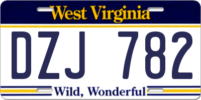 WV license plate DZJ782