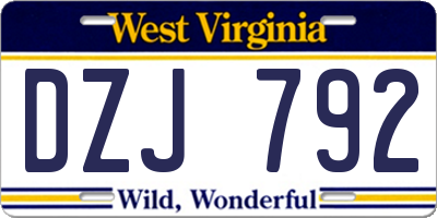 WV license plate DZJ792