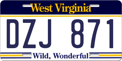 WV license plate DZJ871