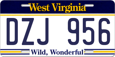 WV license plate DZJ956