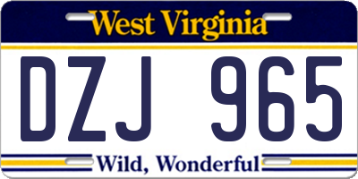 WV license plate DZJ965