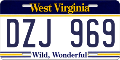 WV license plate DZJ969