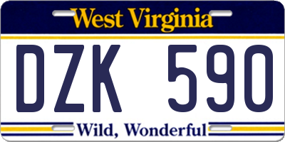 WV license plate DZK590
