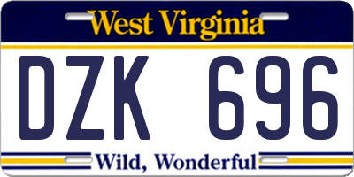 WV license plate DZK696