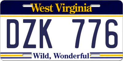 WV license plate DZK776