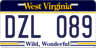 WV license plate DZL089