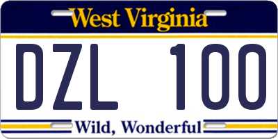 WV license plate DZL100