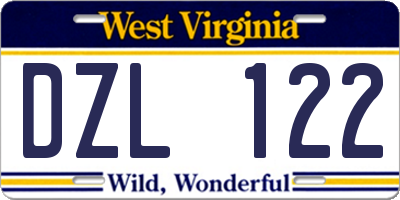 WV license plate DZL122