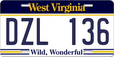 WV license plate DZL136