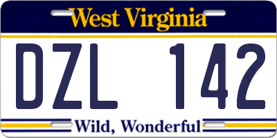 WV license plate DZL142