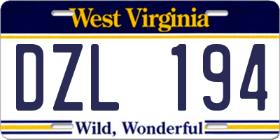 WV license plate DZL194