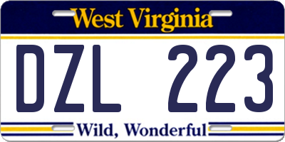 WV license plate DZL223