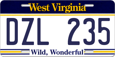 WV license plate DZL235