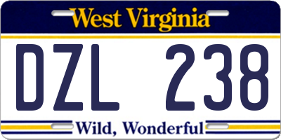 WV license plate DZL238