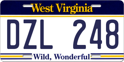 WV license plate DZL248
