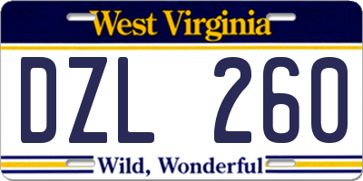 WV license plate DZL260